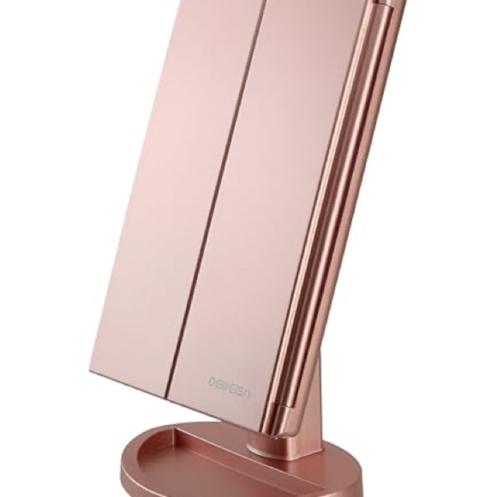 Makeup 3 Panel Vanity Mirror with LED
Lights, 1x 2x 3x Magnification, Dimmable - Picture 1 of 10